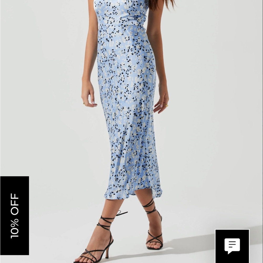 Astr Light Blue Floral Print Halter Midi Dress - Picture 4 of 5